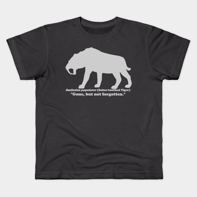 *Back Design/Front Pocket* Smilodon populator (Saber-toothed Tiger) Light T-Shirt Kids T-Shirt by dabblersoutpost